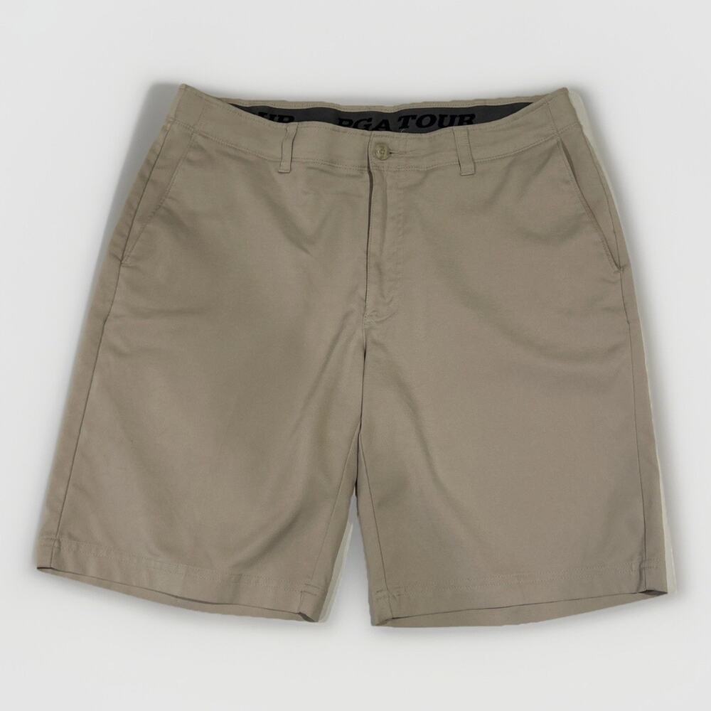 PGA Tour Stretch Elastica Shorts Men’s 34 Tan Active Waistband EUC